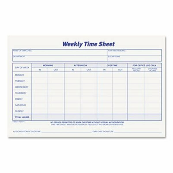 Tops Business Forms TOPS, Weekly Time Sheets, 5 1/2 X 8 1/2, 2PK 30071